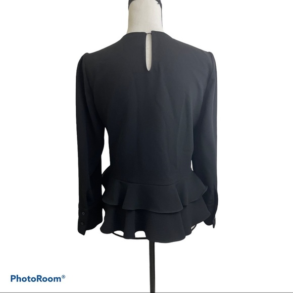 Zara double layer peplum ruffle black blouse/top Size Small - Picture 5 of 7